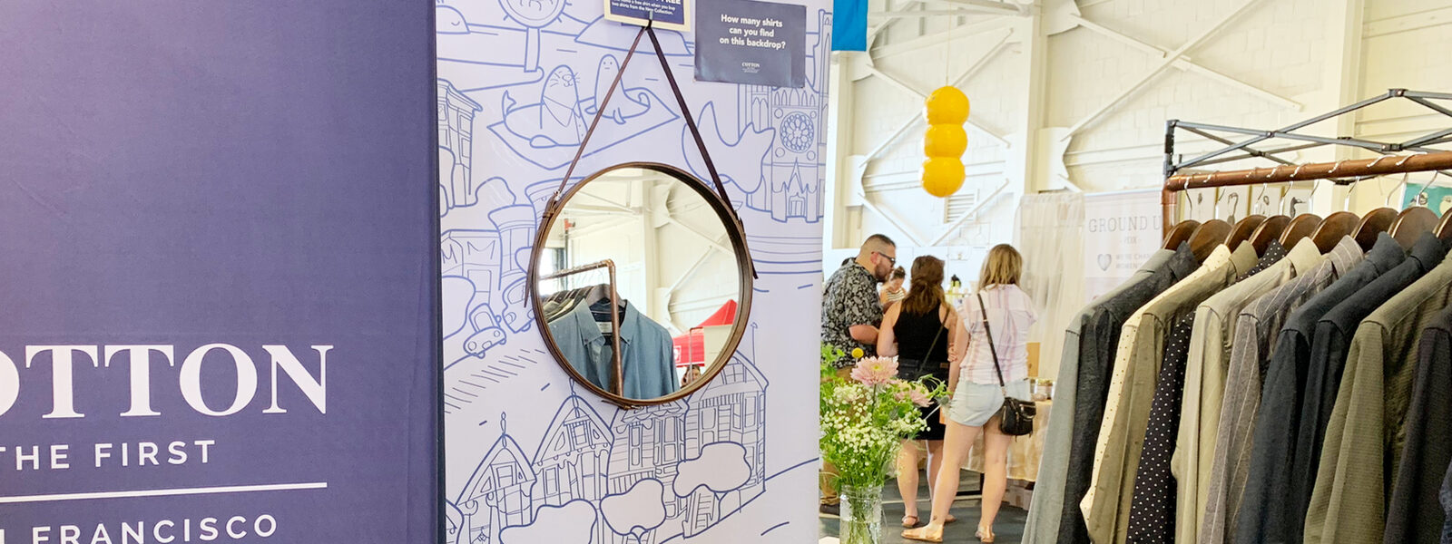 Cotton the First — Customers at pop-up booth, crowd view 3